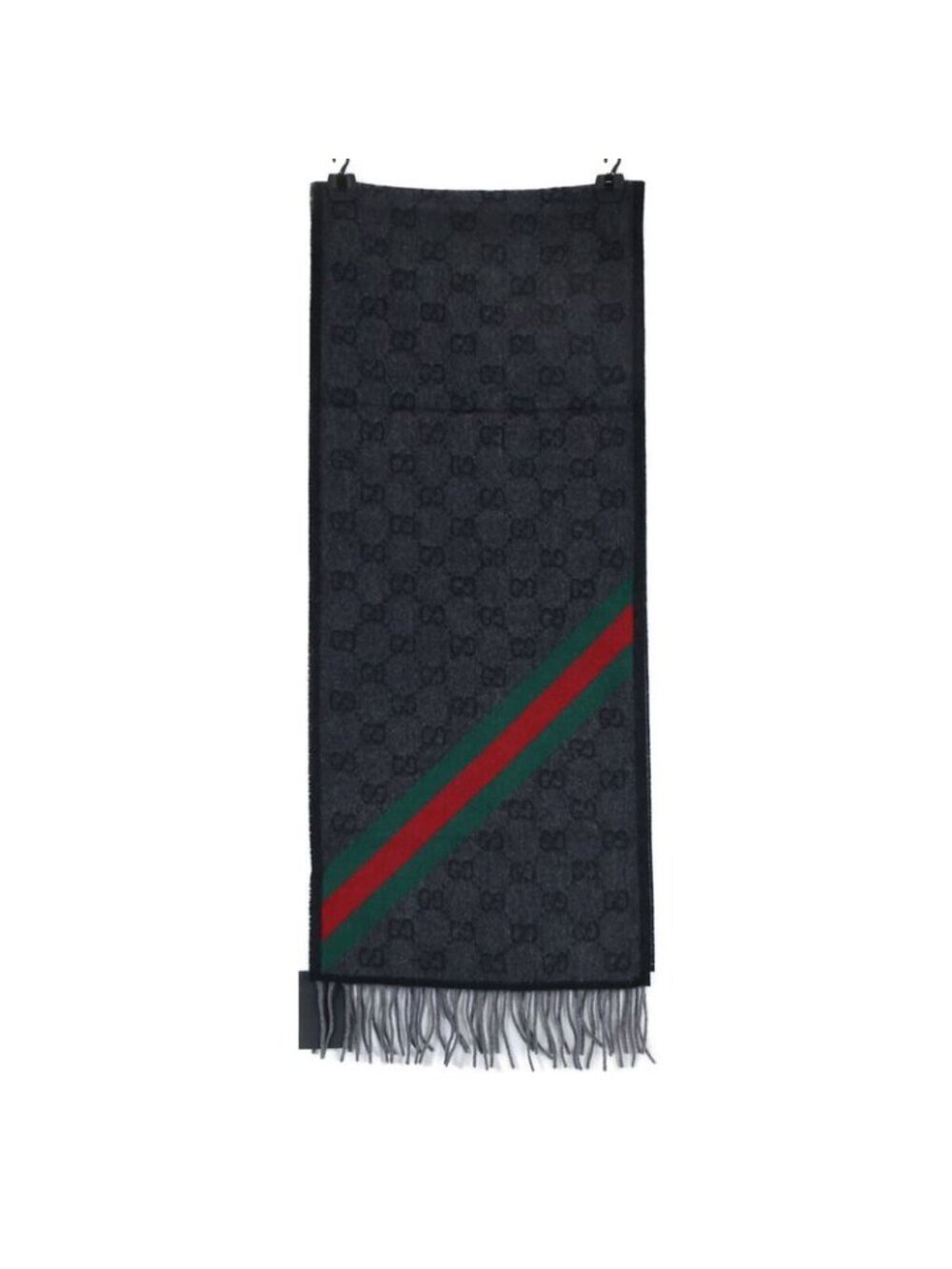 Gucci GG Pattern Sherry Line Wool Fringe Scarf - Picture 2 of 9